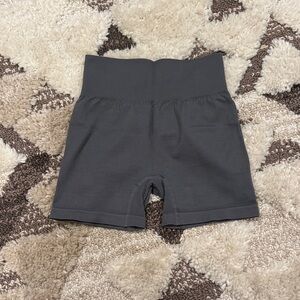 Charcoal Gray Ribbed Bike Shorts